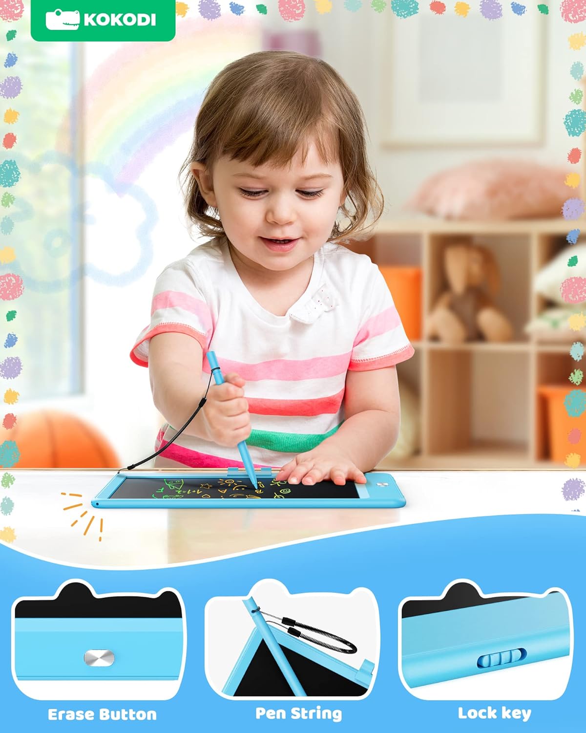 KOKODI LCD Writing Tablet, Valentines Day Gifts for Kids